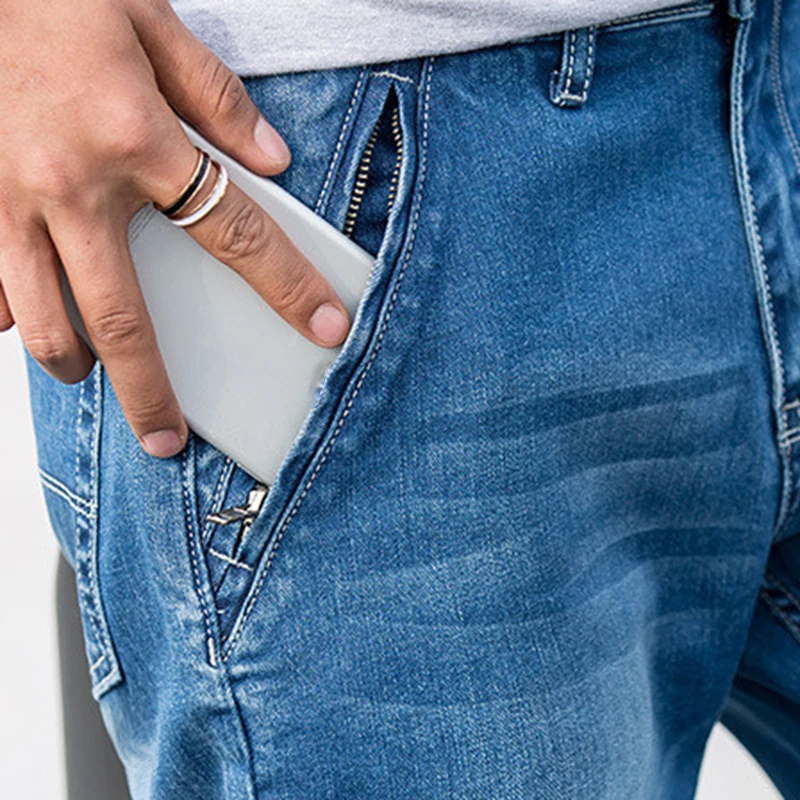 Джинсы мужские стрейчевые хлопковые прямые брюки из денима брендовая одежда