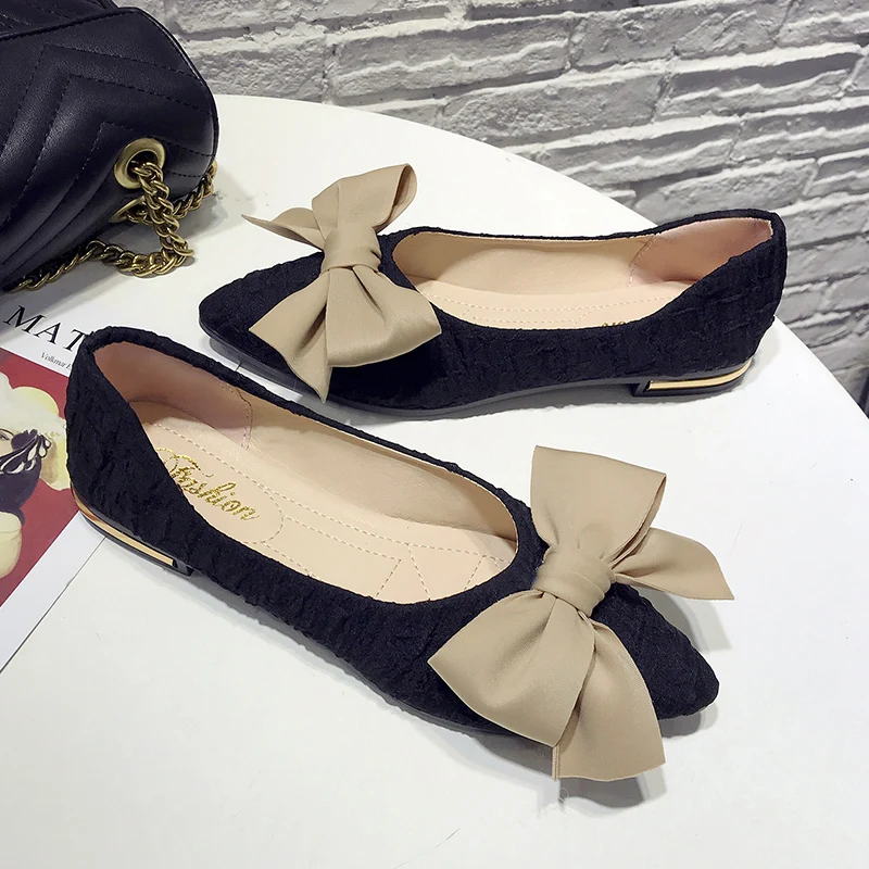 Новинка весенняя женская обувь милые туфли с бантом на плоской подошве zapatos De Mujer