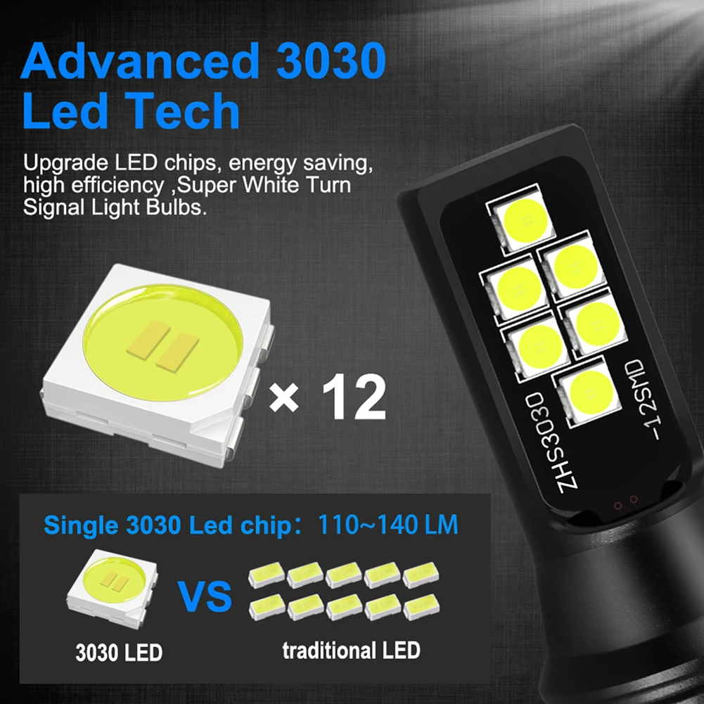 

2PCS H7 LED Car Anti-fog Light Bulb 12W 6000K 1200LM Headlight Bulbs 12SMD 3030 Led Motorcycle Signal Lamp Car Accessories