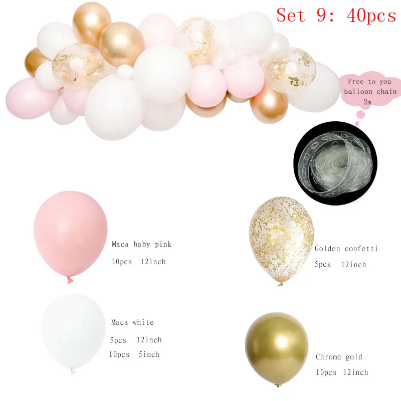 40pcs Set 9 40 шт. DIY шар гирлянда персиковый розовый Макарон Золотой Металл конфетти воздушные шары-гирлянды свадьба помолвка день рождения детский душ Декор - Цвет: 40pcs Set 9