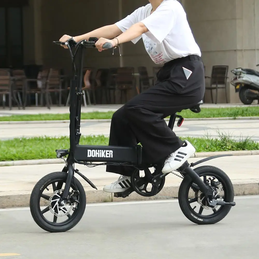 

DOHIKER 14 Inch Wheels Folding Electric Bicycle 250W Collapsible Electric Commuter Bike 36V 10Ah Rechargeable Lithium Battery