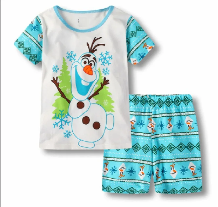 

Summer Short Sleeve Children's Pajamas Cotton Pyjamas Boys Olaf Cartoon 2-7y