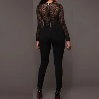 sexy slim lace floral jumpsuit club pants s xl bodysuits 2021 fashion ladies long sleeve hollow open back high waist jumpsuit