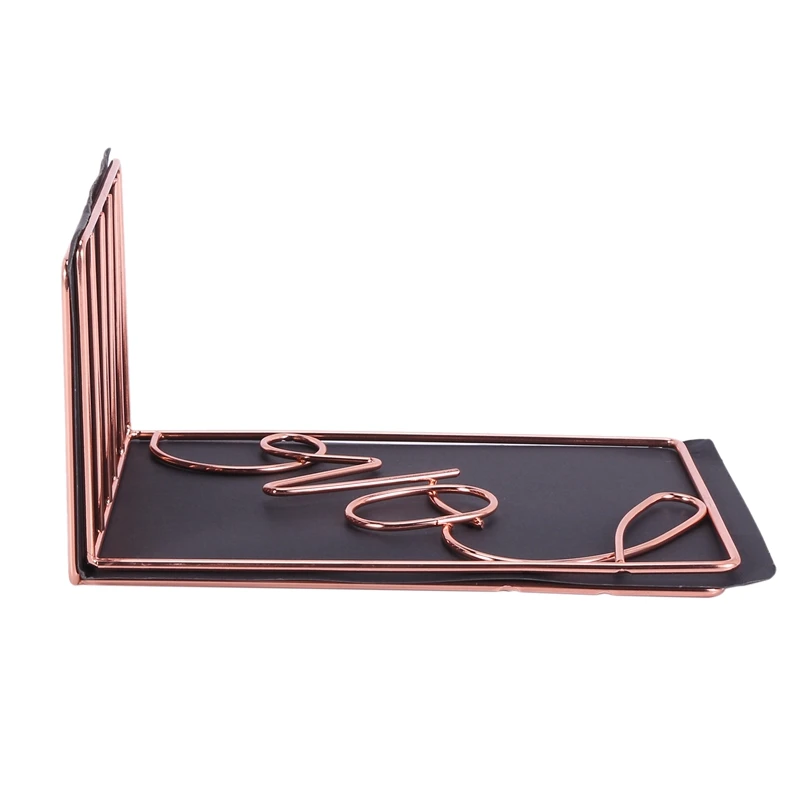 

2Pcs Creative Love Shaped Metal Bookends Desk Storage Holder Shelf Book Organizer Stand