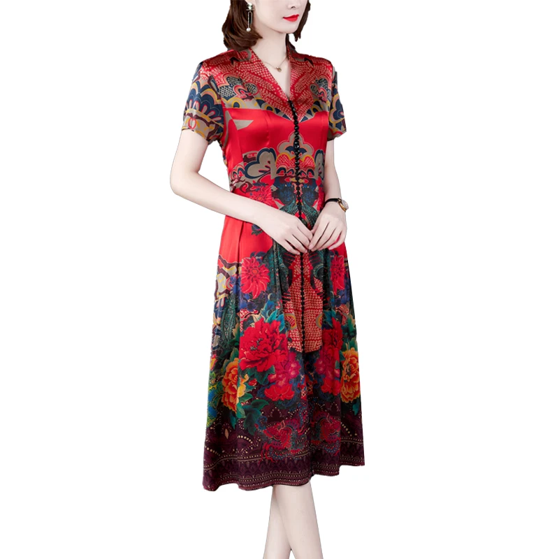 2020 новое летнее платье для женщин длинное из искусственного шелка с короткими