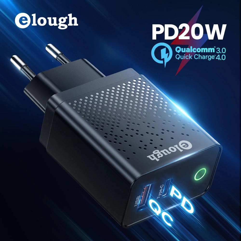 Elough 20W USB C Charger Quick Charge 3.0 Fast Charging For iPhone 13 12 11 Pro Max iPad Xiaomi Samsung PD Phone Charger Type c