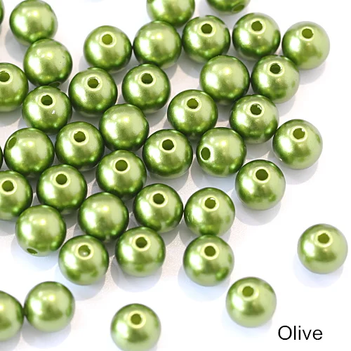 Olive Много цветов ABS имитация жемчуга круглые бусины с дырочками DIY браслет серьги Подвески швейные бусы ожерелье Изготовление ювелирных изделий B3625 - Цвет: Olive