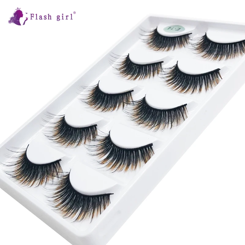 Flash girl  E14 5pairs colorful mink eyelashes 16 styles thick and long eyelashes