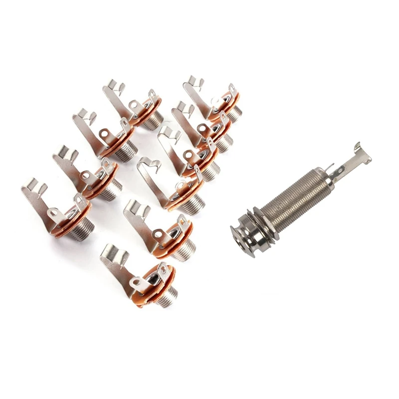 

10 Pcs Mono Input Jack For Guitar Bass 6.35Mm Orange & 1X Mono Long Input Output Threaded Guitar Barrel Jack 1/4 Inch