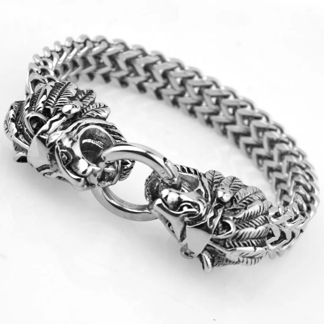 Мужской браслет из полированной нержавеющей стали с головой льва хип хоп 22