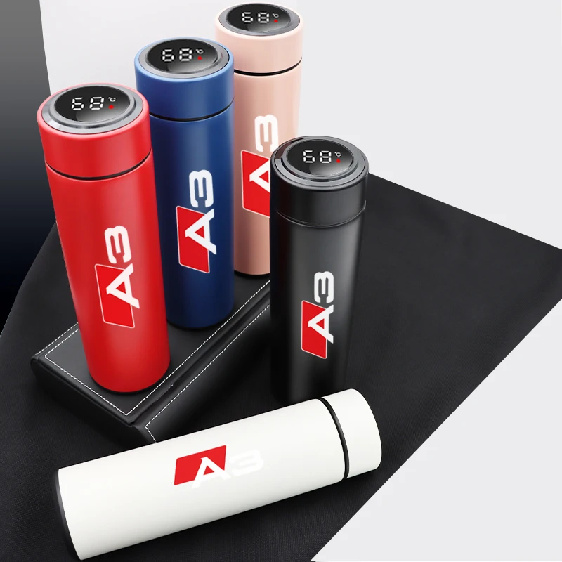 

For Audi A3 8V 8P 8Y Sportback 500ml Car Thermos Cup Intelligent Vacuum Flask Temperature Display Smart Water Bottle Accessories