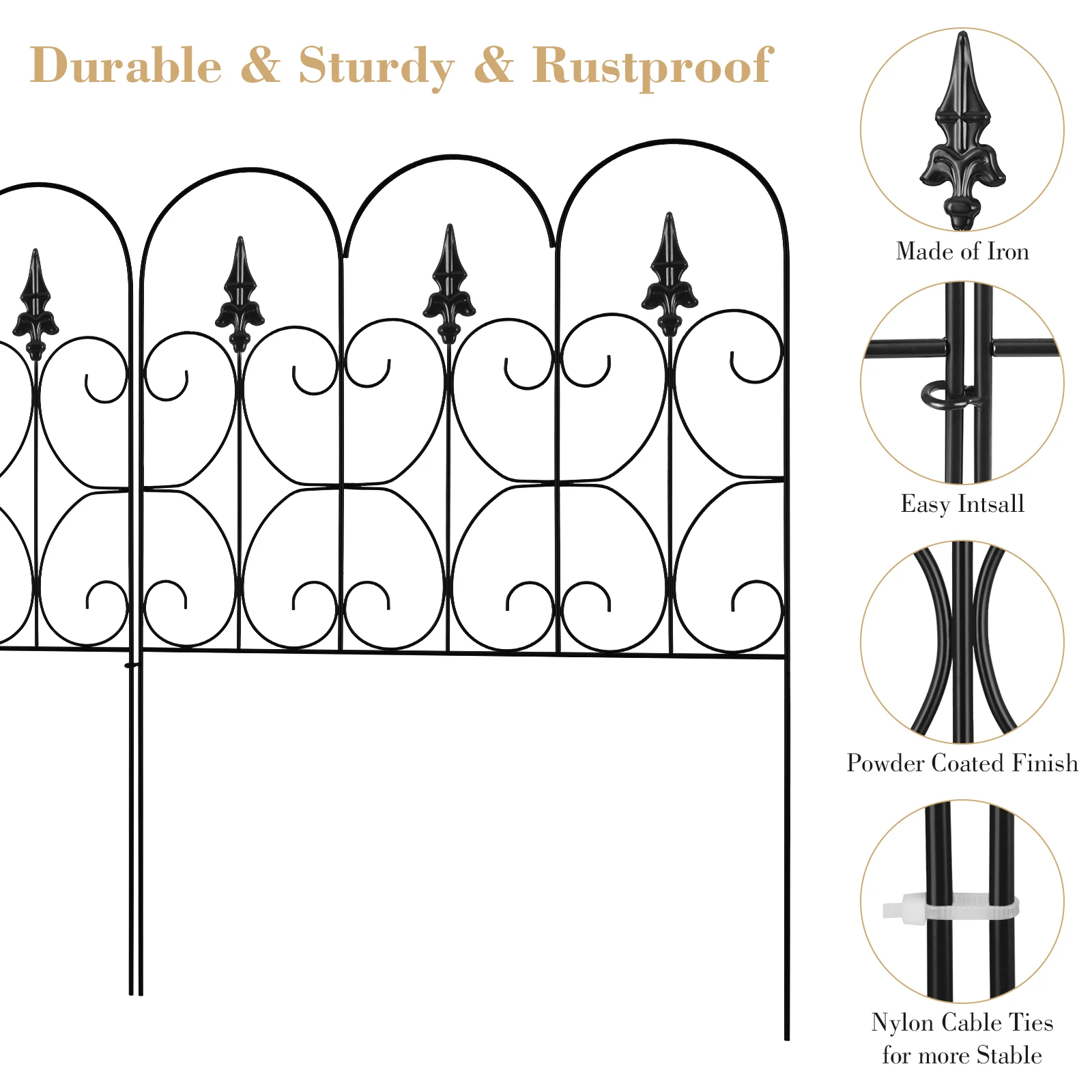 

5PCS Metal Garden Fence Decorative Outdoor Folding Garden Fencing Border Edging Plant Bordering for Patio Backyard Lawn