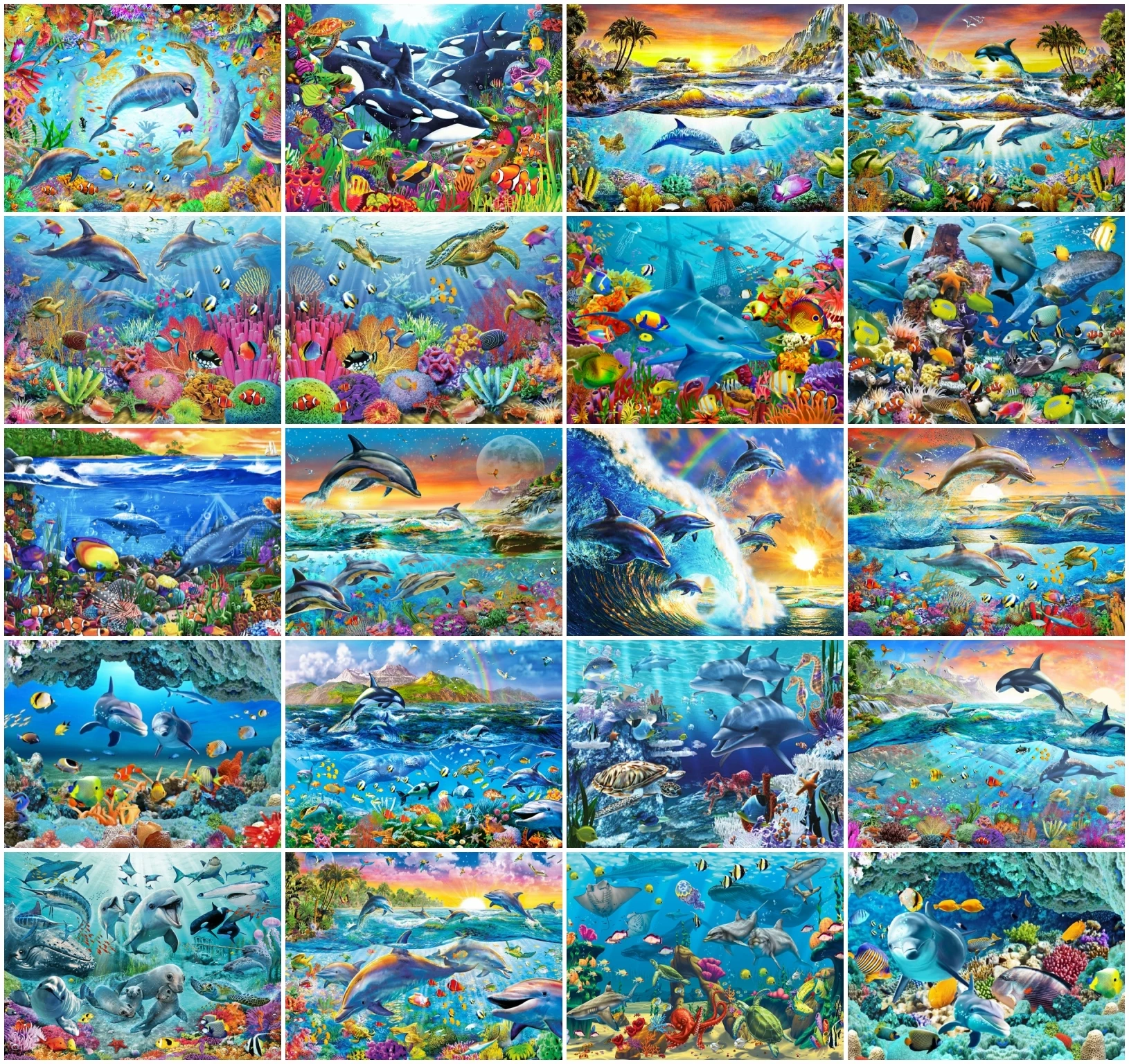 

Набор для рисования по номерам на холсте, с дельфином