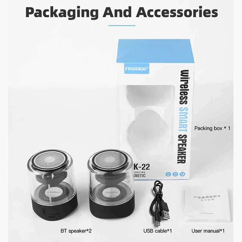 Беспроводная колонка Fineblue MK22 TWS Bluetooth мини Колонка светодиодный Ной
