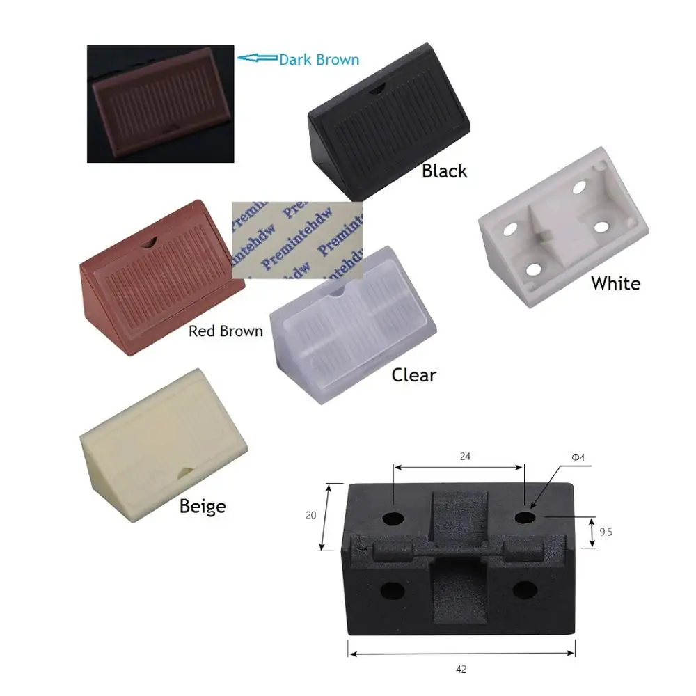 

200Pcs/Lot 90 Degree Corner Connecting Bracket Plastic Cabinet Furniture Closet Corner Joint Black Clear White Red Brown Beige