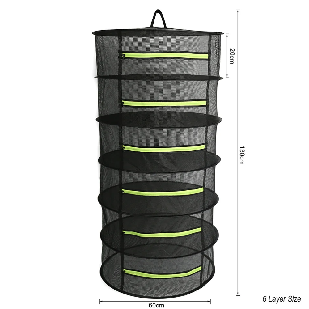 

1pc Garden Plants Hanging Drying Net Mesh Storage Organizer Net Shelf Collapsible Drying Rack for Plant Garden (Black with Green