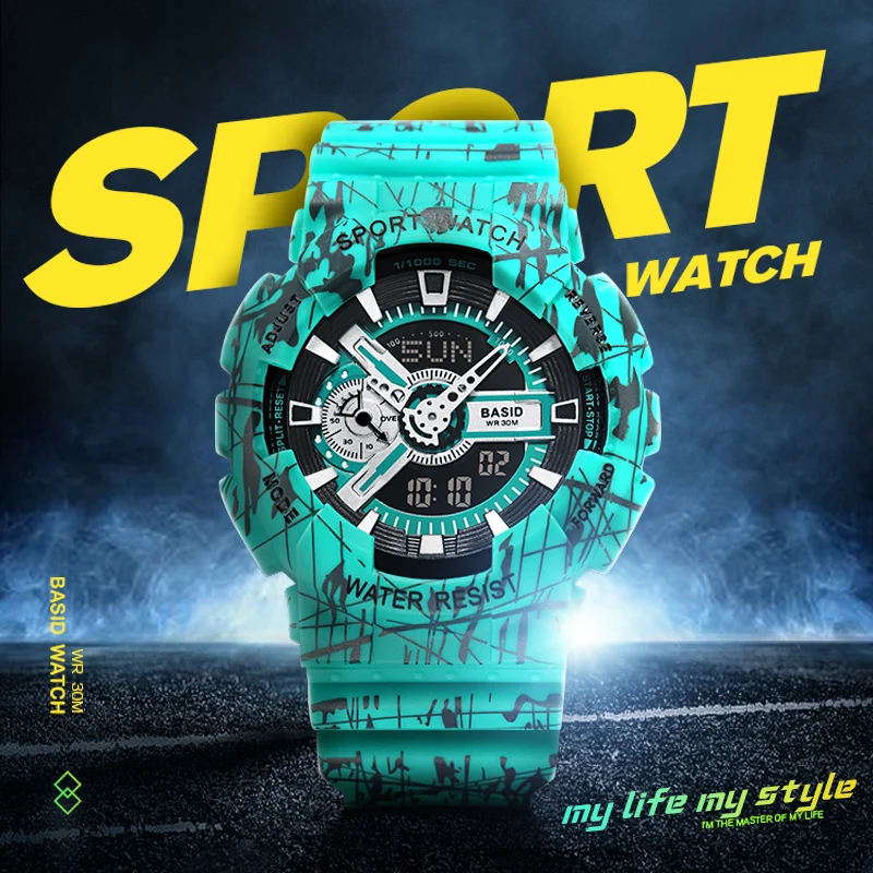 Часы наручные BASID мужские/женские спортивные водонепроницаемые брендовые