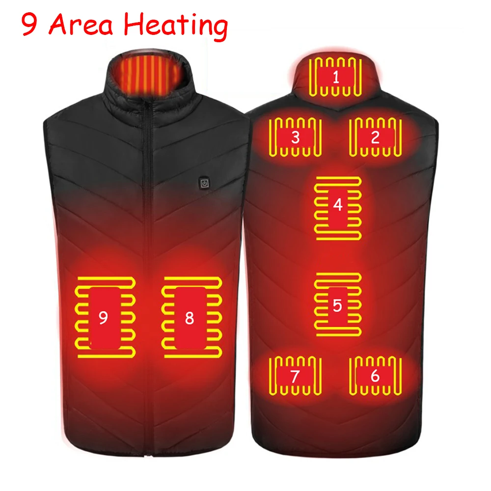 

9 Area Heating Vest Men/Women Women Usb Heated Jacket Heating Intelligent Constant Temperature Thermal Clothing Hunting Winter