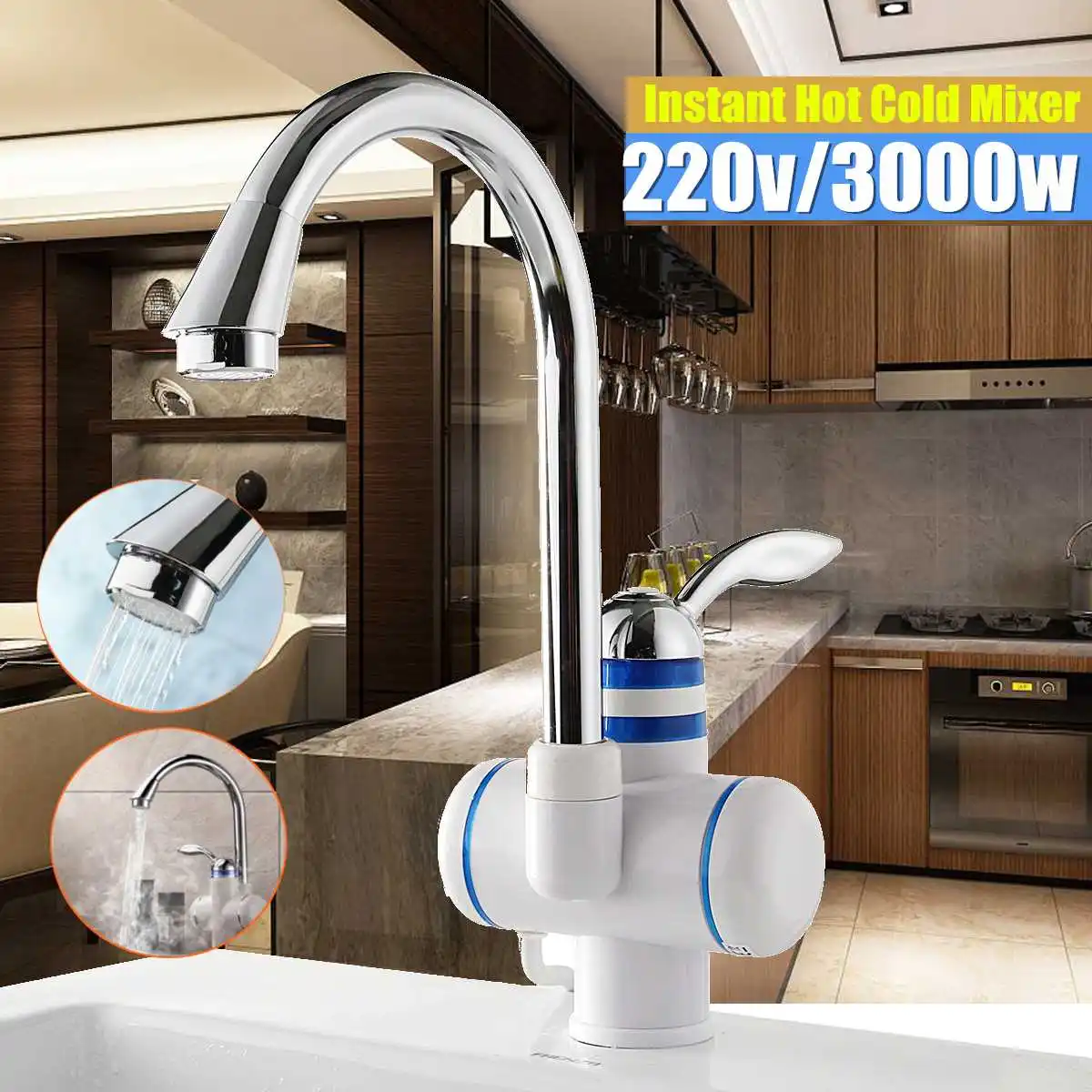 

220V 3000W Kitchen Fast Heating Tap Water Faucet with LED Digital Display Instant Tankless Electric Hot Water Heater Faucet
