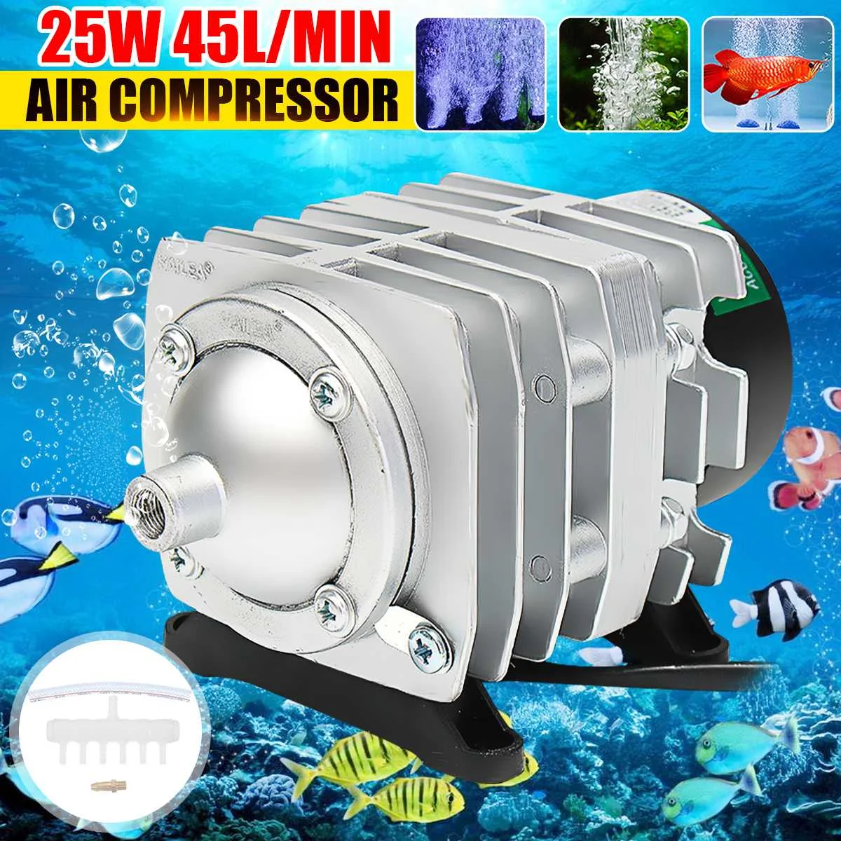 45L/мин 25W 220V электромагнитный воздушный компрессор насос аквариум с подачей