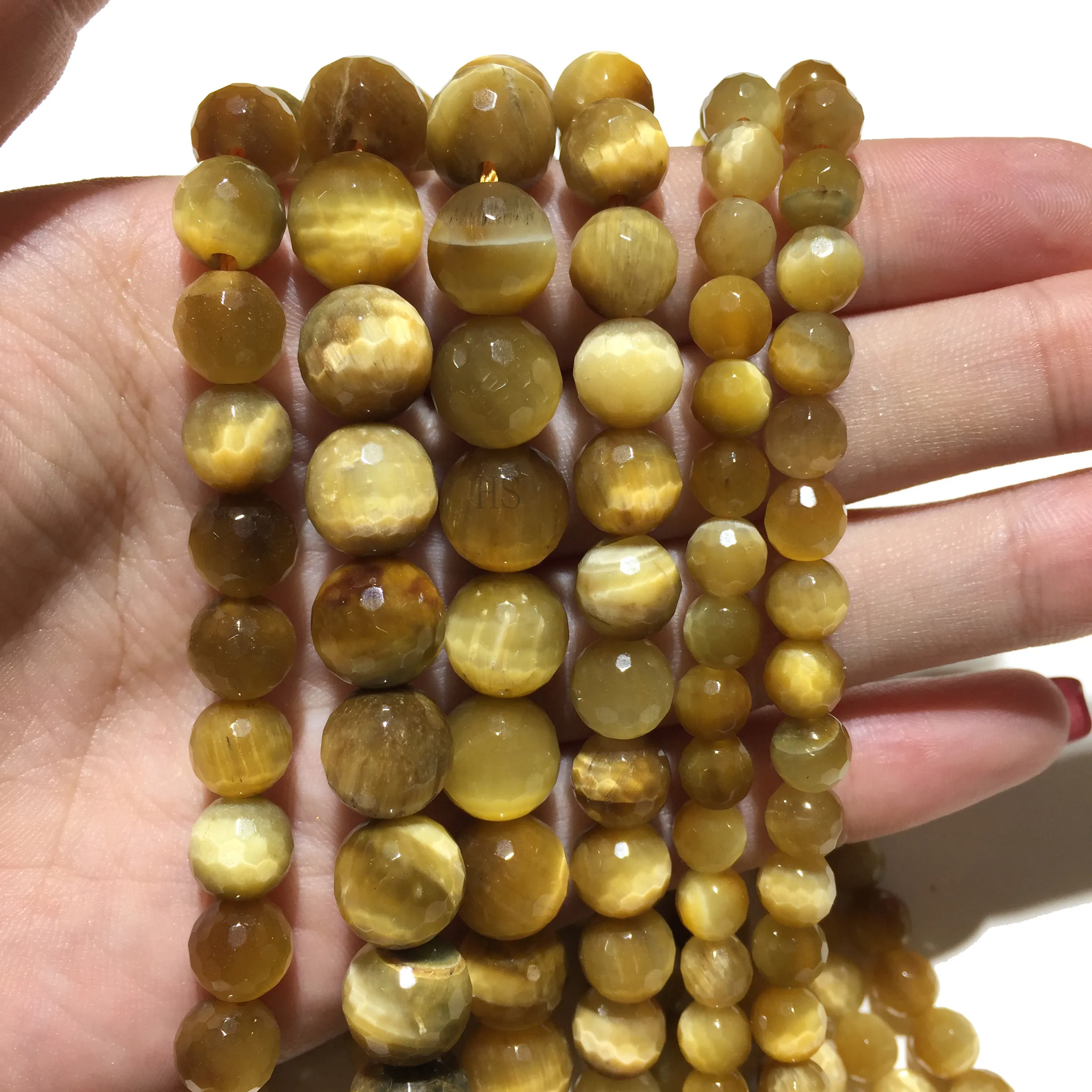 Натуральные камни Медный Тигровый глаз фасетированные круглые рассыпные бусины Жемчужная энергетика Ювелирное изготовление Браслет Дизайн ожерелья 4 6 8 10 12 мм.