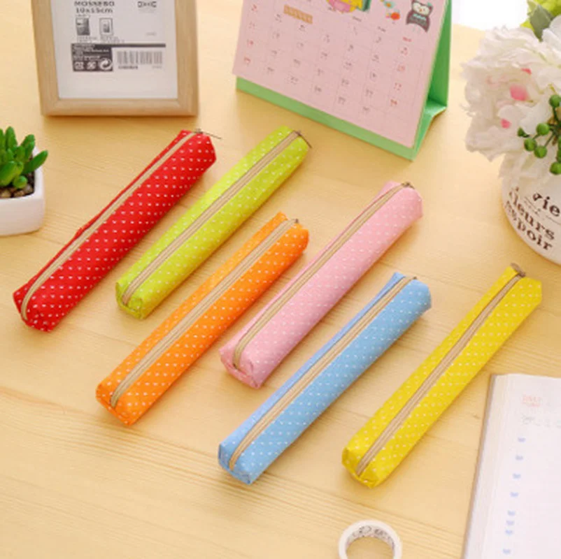 

Stationery Long Polka Dot Candy Color Pencil Case Creative Primary and Secondary School Students Pencil Bag Pencil Case