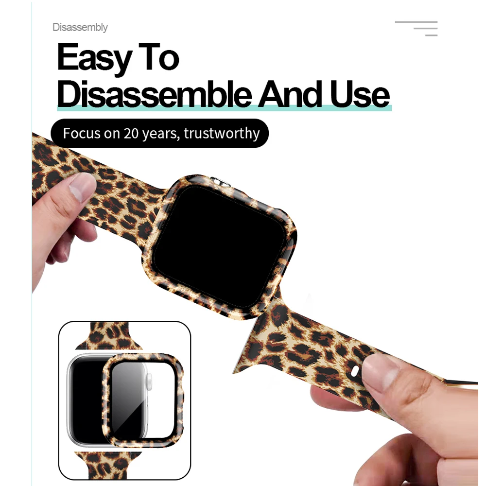 For Apple Watch Band 44mm 40mm 38mm 42mm With Ultra-Thin Glass Screen Protector Case ,for iWatch Series 6 5 4 3 2 Se Accessories