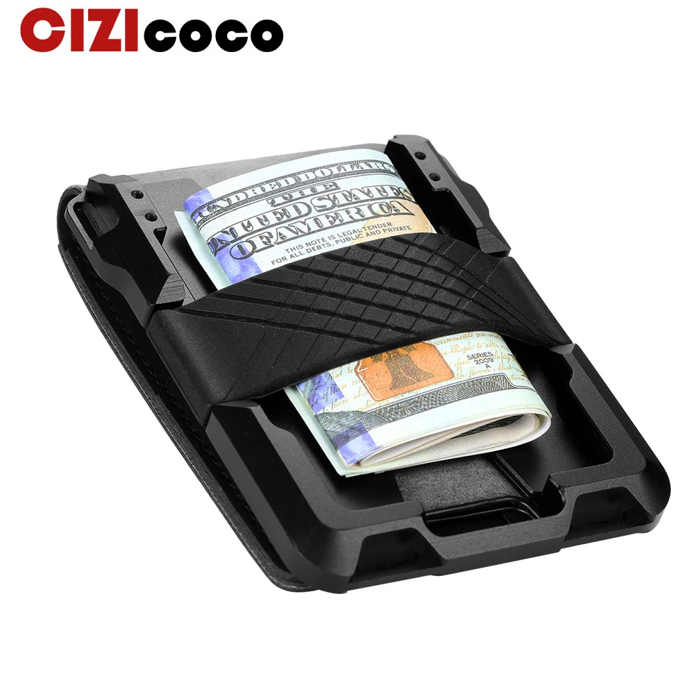 Алюминиевый RFID блокирующий держатель кредитных карт Портмоне Crazy Horse Кожаный
