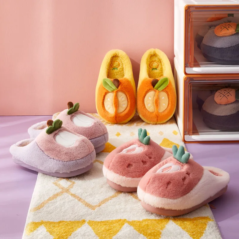 

Children's warm Snow Fur Indoor Winter Slipper For Baby Girls Cute Animal bear Houes Floor Kids Warm Fuzzy Shoes