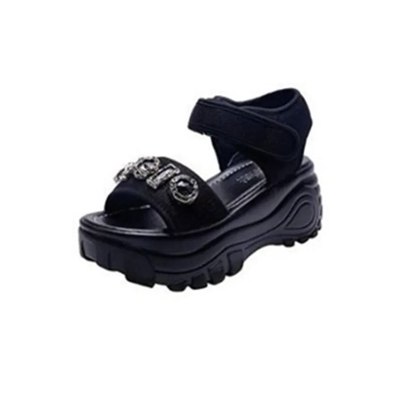 

Fashion Rhinestones Chunky Sandals Women Summer 2021 New Platform Open Toe Beach Shoes Woman Thick Sole Outdoor Sandalias