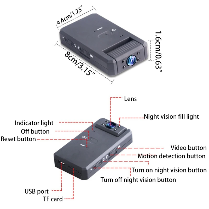 

Md90a 180-Degree Rotating Video Camera Infrared Night Vision Sports DV Parking Surveillance Recorder Webcam