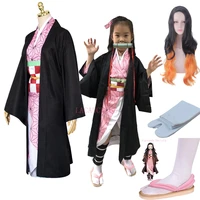 adult kids anime demon slayer kimetsu no yaiba tanjirou kamado nezuko zenitsu shinobu cosplay women kimono cosplay costumes wig
