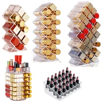 lipstick holder make up organizer cosmetic storage box lip gloss storage rotating display stand transparent plastic storage box