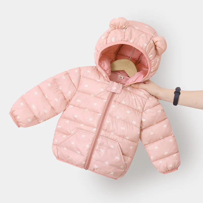 Abrigo de invierno para ni&ntilde;os y ni&ntilde;as, chaqueta de algod&oacute;n suave con orejas de beb&eacute;, chaqueta con capucha, ropa de estilo-1