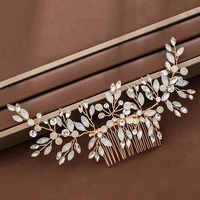 trendy gold rhinestone crystal wedding hair comb tiara bridal hair accessories women wedding hair jewelry headpiece handmade