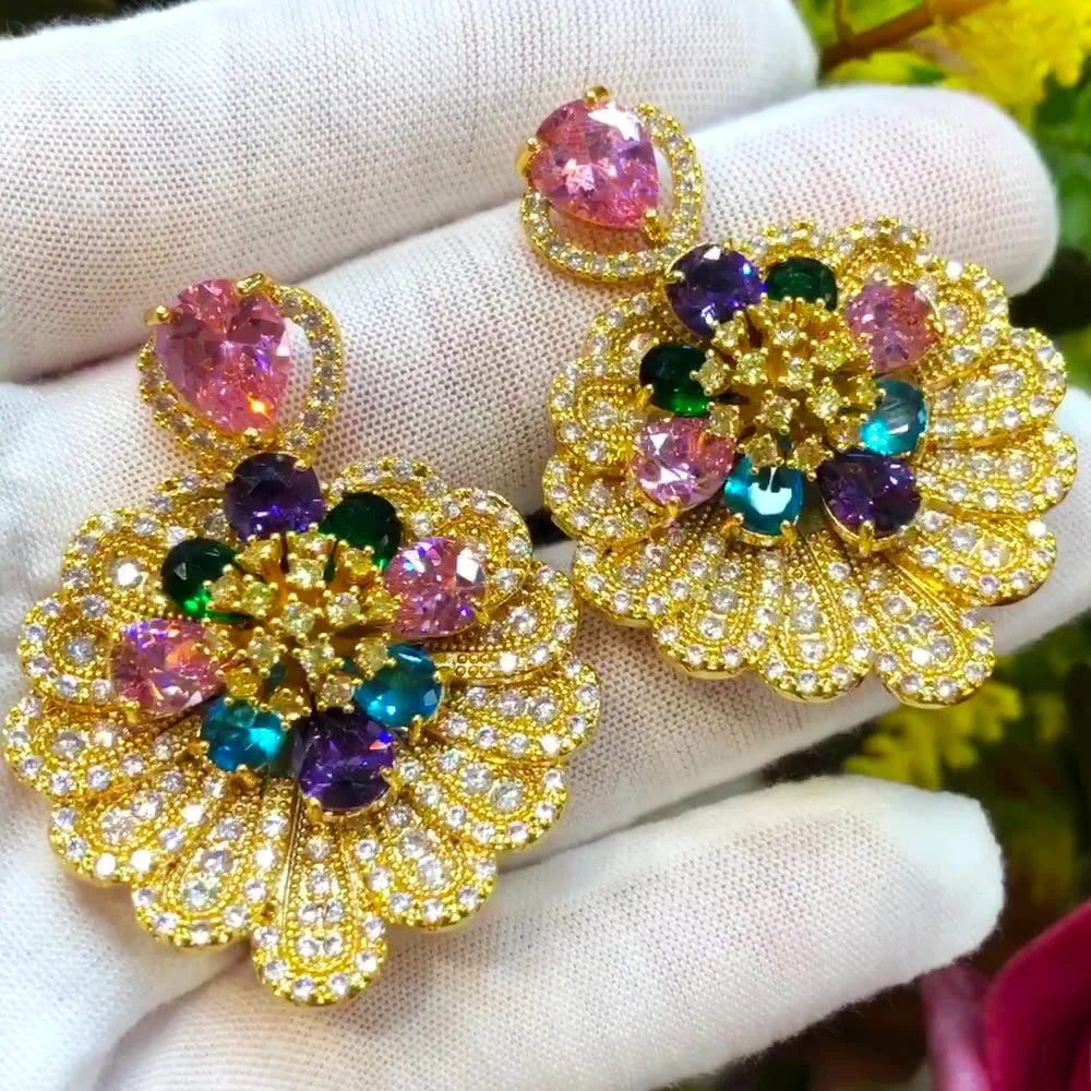 

Missvikki Luxury Gorgeous Pendant Earrings Trendy Cubic Zircon Indian earrings for women Wedding Engagement JEWELRY GIFT