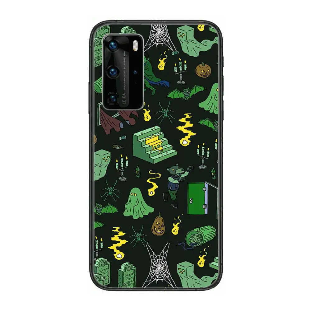 

terror frightening ghost Phone Case For Huawei P 40 30 20 10 Lite Smart Z Pro Black Etui Coque Painting Hoesjes comic fashion