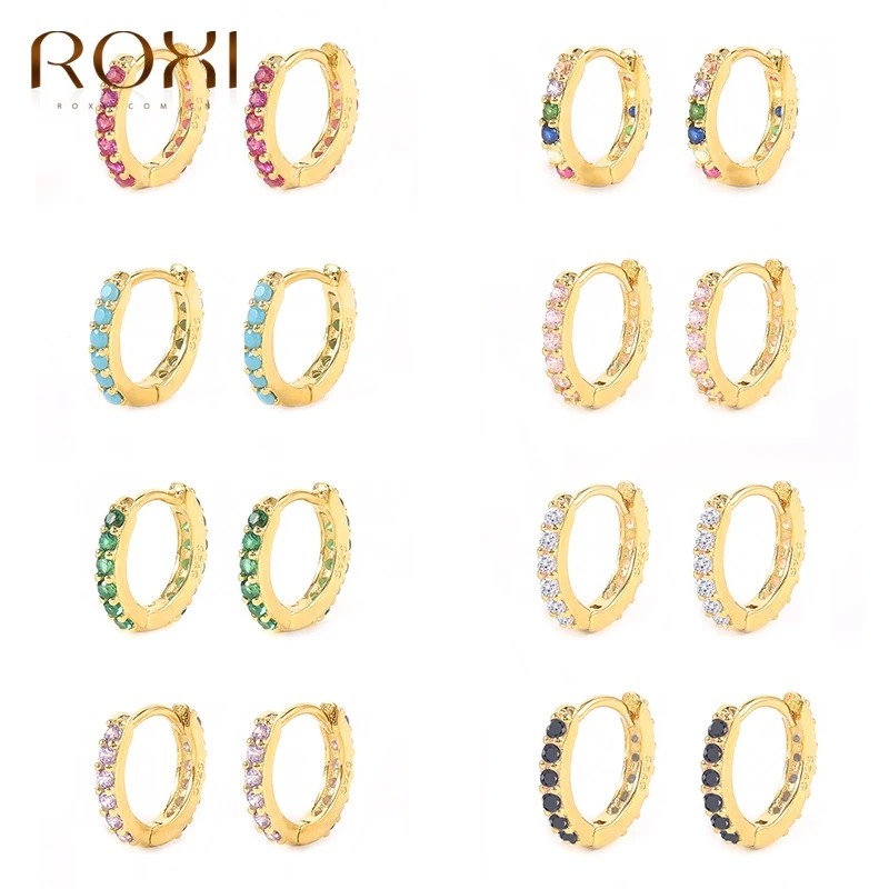 ROXI Pendientes плата 925 Круглые Серьги для Для женщин красочные в виде колец висячие