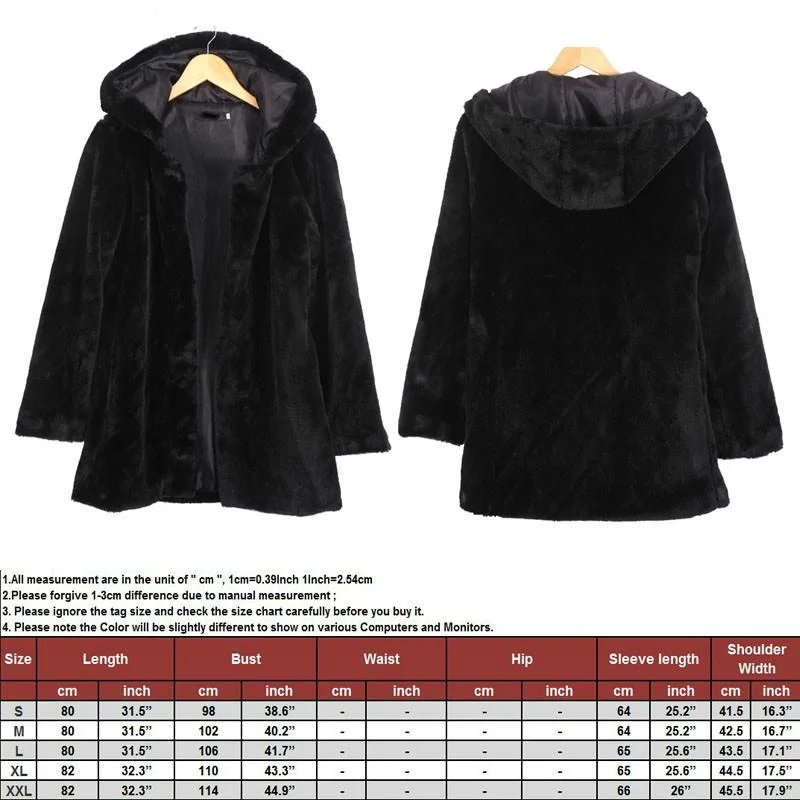 Long-sleeved Loose Black Coat Female Flocking Cotton Jacket Coat Plus Size Warm Winter Women Hooded Faux Fur Coat New Fashion