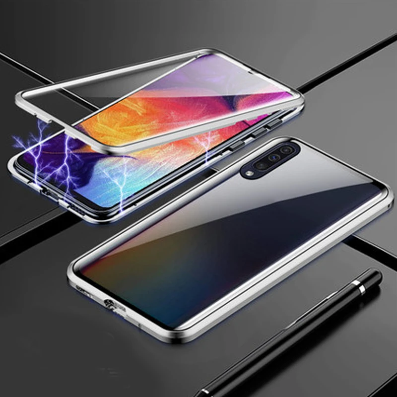 Роскошный Магнитный чехол для samsung Galaxy A50 a50 металлический каркас Doubl стекло в рамке крышка GalaxyA 50 защитный чехол для телефона