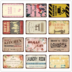 Retro Warm Home Decoration Iron Sign Laundry Room Kitchen Metal Sign Warning Sign Game Room Woman Cave Sweet Vintage Tin Plate