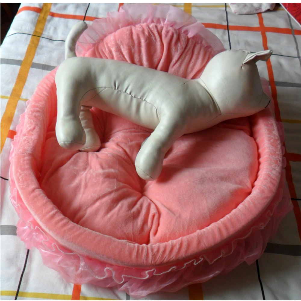 Милая принцесса Кровать Собаки Собаки Круглая Pet Подушка Шезлонга Для Маленьких Средних Больших Собак Кошка Зимняя Собака Питомник Щенок Мат Теплая Кровать Любимчика
