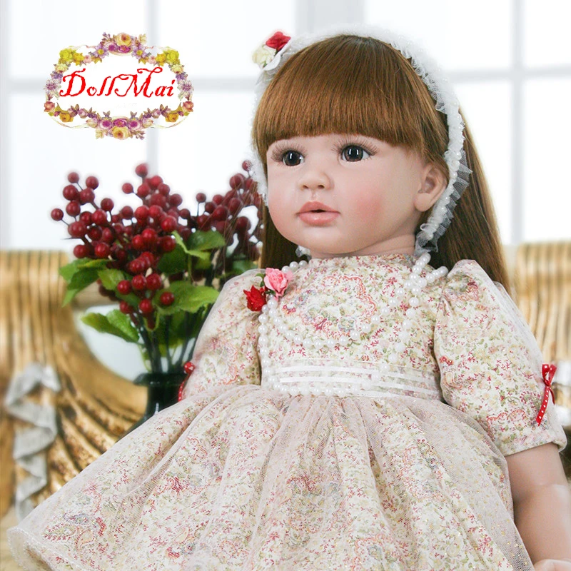 

Original DollMai bebe reborn toddler girl silicone vinyl dolls toys 24" 60cm lifelike elegant princess baby reborn doll gift