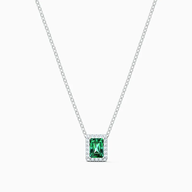

2020 Fashion SWA New ANGELIC Rectangle Necklace Charming Rectangle Green Decoration Exquisite Crystal Women Elegant Romantic Jew
