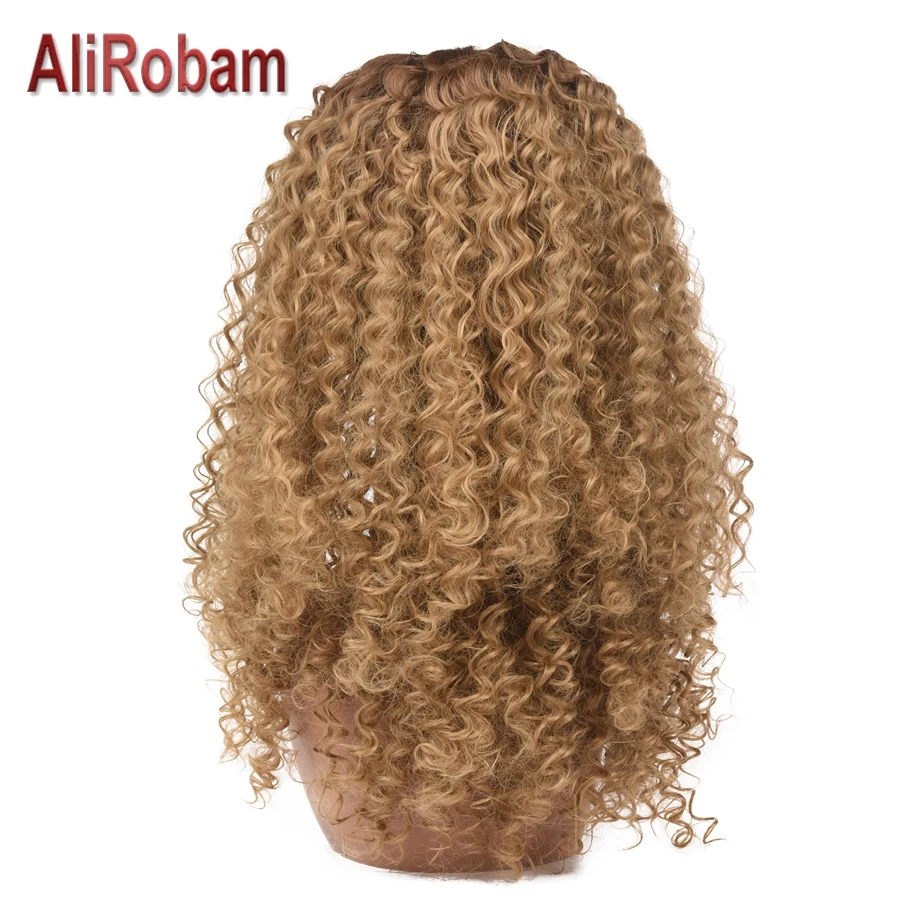 AliRobam афро кудрявые парики для черных женщин коричневые смешанные синтетические