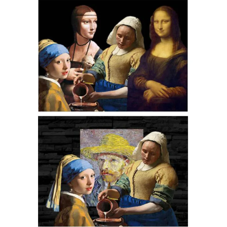 Алмазная вышивка vermeer девушка с жемчугом ожерелье сделай сам алмазная живопись