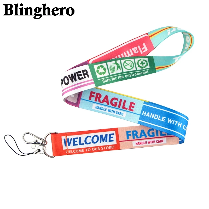 

JF0077 Warning Sign Neck Strap Cool Lanyards ID Badge Card Holder Keychain Cell Phone Strap Neck Straps Accessories Gifts
