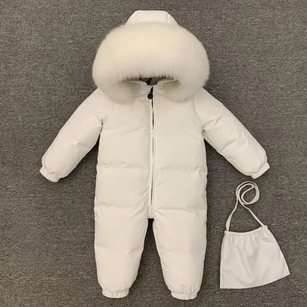 Детский пуховик на белом утином пуху комбинезон для новорожденных|Пальто и