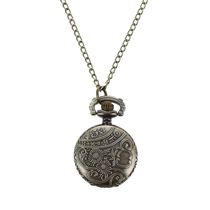 

Floral Texture Bronze Tone Hunter Case Pocket Watch for Lady