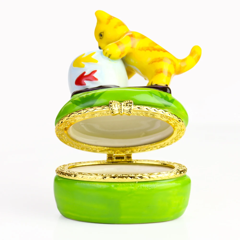 

Creative Ceramics Cat Fish Tank Jewelry Money Box Kitten Desktop Decor Tab Seri Girl Birthday Gift Ring Necklace Storage Holder